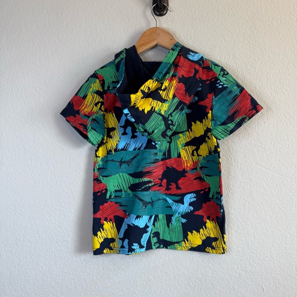 Lola and the Boys Colorful Hooded Lola Neon Dino Short Sleeve Shirt Size 8